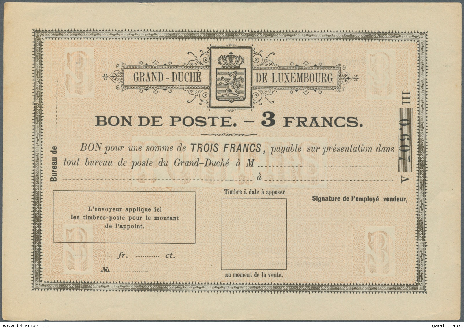 Luxemburg - Ganzsachen: 1884, 1 fr. - 10 fr. Bon de Poste, complete set with ten pieces, unused, mos