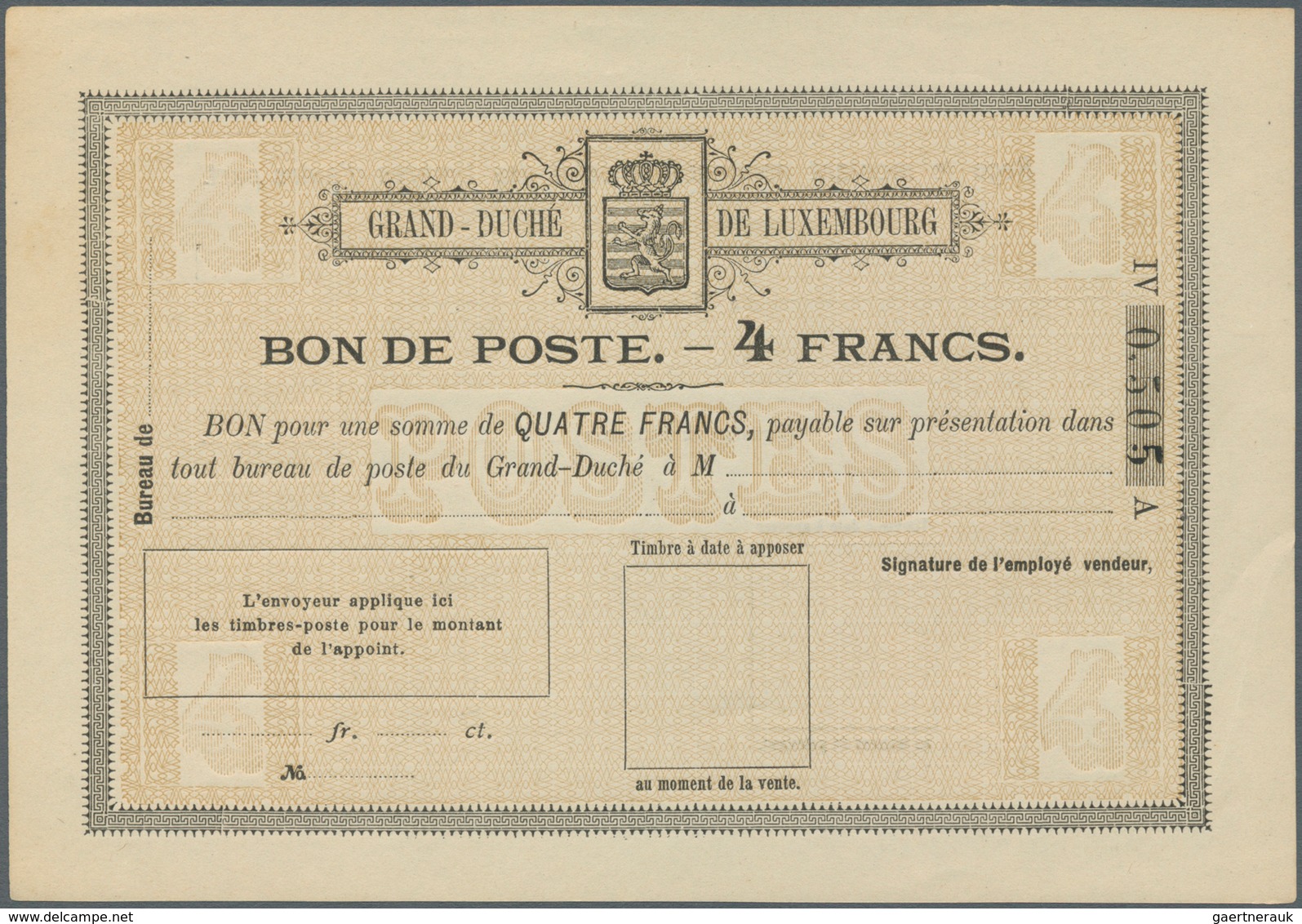 Luxemburg - Ganzsachen: 1884, 1 fr. - 10 fr. Bon de Poste, complete set with ten pieces, unused, mos