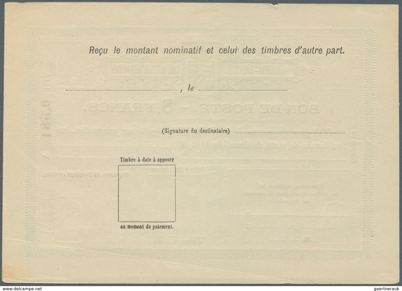 Luxemburg - Ganzsachen: 1884, 1 fr. - 10 fr. Bon de Poste, complete set with ten pieces, unused, mos