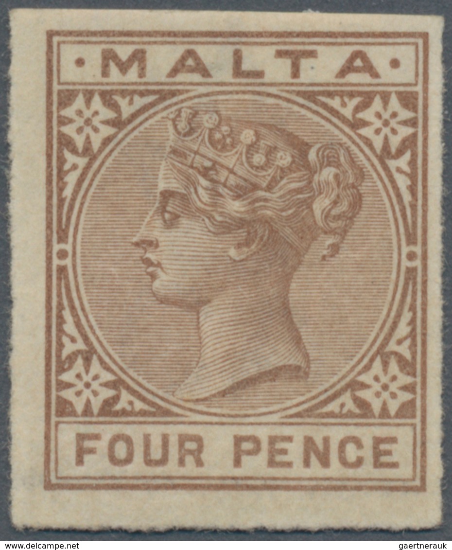 Malta: 1885, 4d. Brown Imperforate, Mint Original Gum With Hinge Remnant, Signed. SG 27a (listed As - Malte