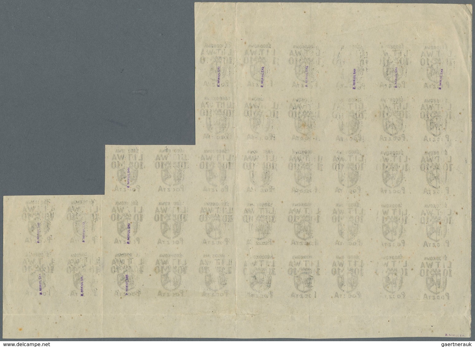 Mittellitauen: 1920, Overprint Issue, Proof Of The Overprint Of 10 M Denomination In Issued Design O - Lituanie