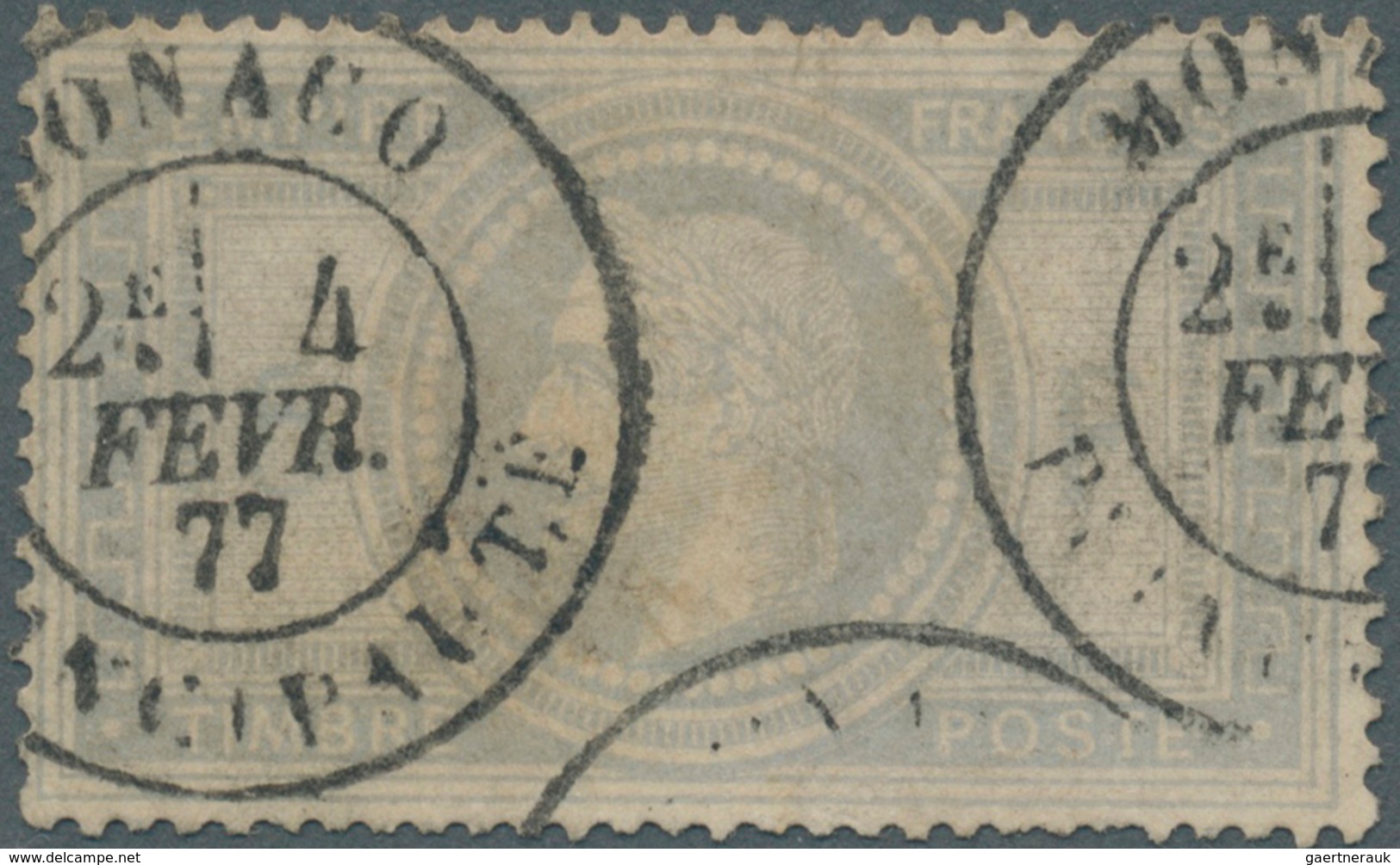 Monaco - Vorläufer: 1877 "Monaco" K2 A Frankreich 5 Fr Napolen, äußerst Selt. Monaco-Vorläufer Auf D - ...-1885 Prephilately