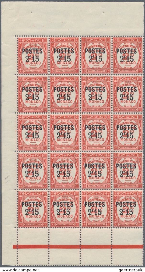 Monaco: 1937/1938, Postage Dues With Opt. ‚POSTES‘ And Surch. With New Values Complete Set Of 14 In - Oblitérés