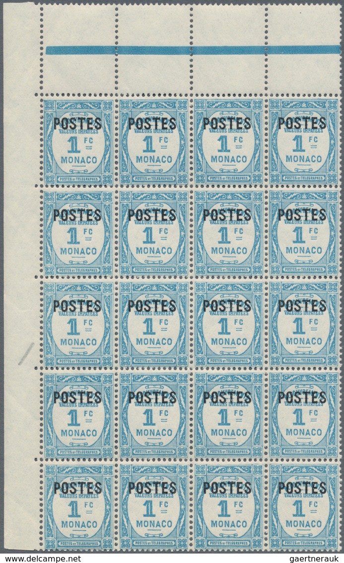 Monaco: 1937/1938, Postage Dues With Opt. ‚POSTES‘ And Surch. With New Values Complete Set Of 14 In - Oblitérés