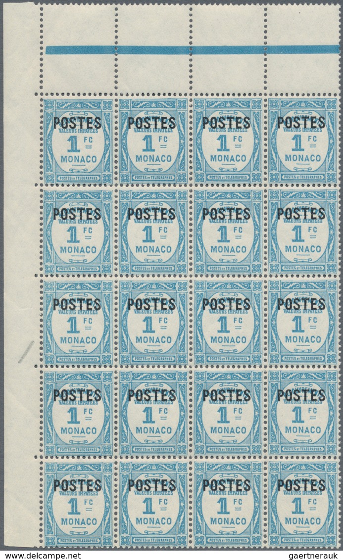 Monaco: 1937/1938, Postage Dues With Opt. ‚POSTES‘ And Surch. With New Values Complete Set Of 14 In - Gebraucht