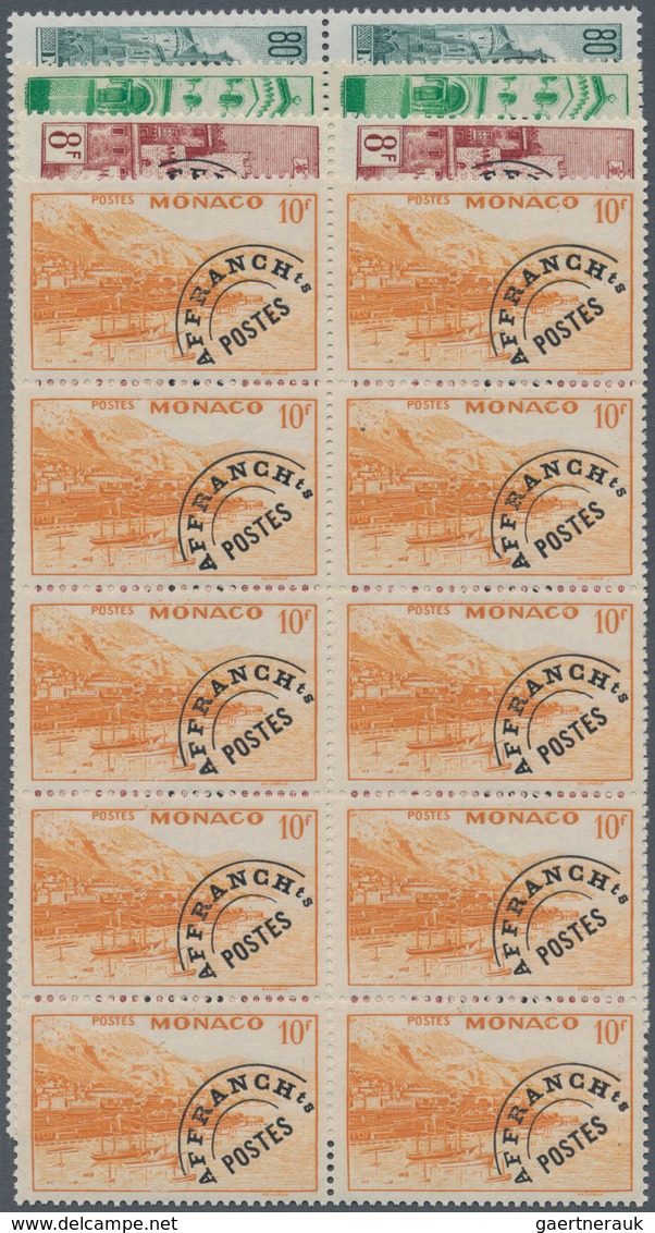 Monaco: 1945/1951, PRE-CANCELS Set Of Ten Different Stamps Incl. 60c. Coat Of Arms, Views Of Monaco - Oblitérés