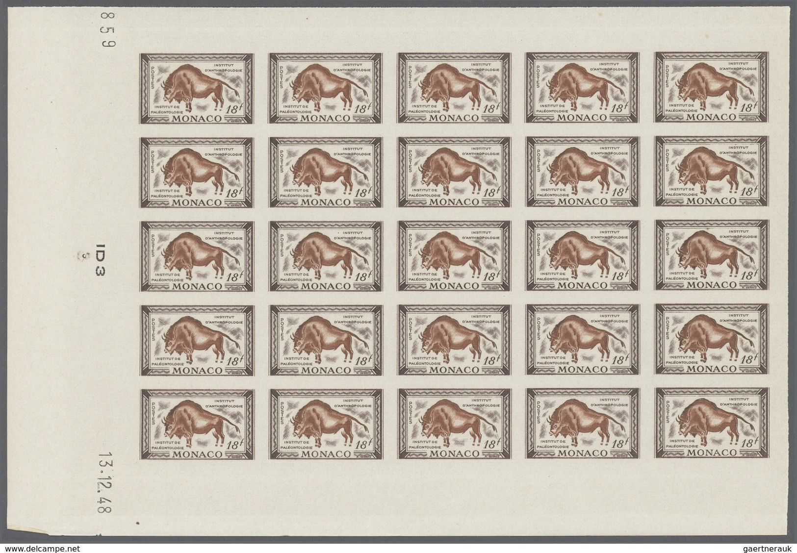 Monaco: 1949, 100th Birthday Of Prince Albert I. Complete Set Of Eight In IMPERFORATE Blocks Of 25 F - Oblitérés