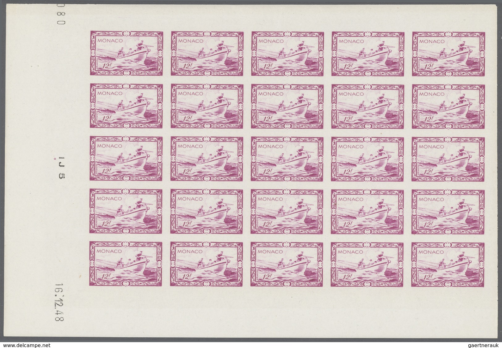 Monaco: 1949, 100th Birthday Of Prince Albert I. Complete Set Of Eight In IMPERFORATE Blocks Of 25 F - Oblitérés