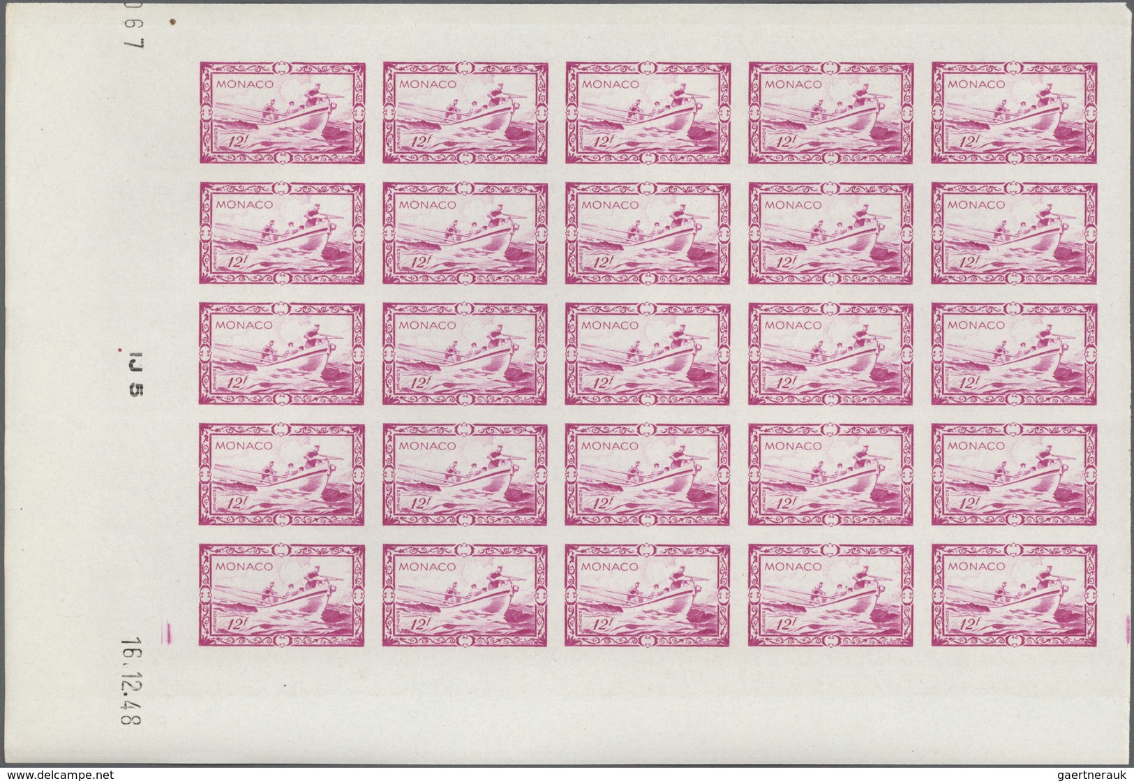 Monaco: 1949, 100th Birthday Of Prince Albert I. Complete Set Of Eight In IMPERFORATE Blocks Of 25 F - Used Stamps