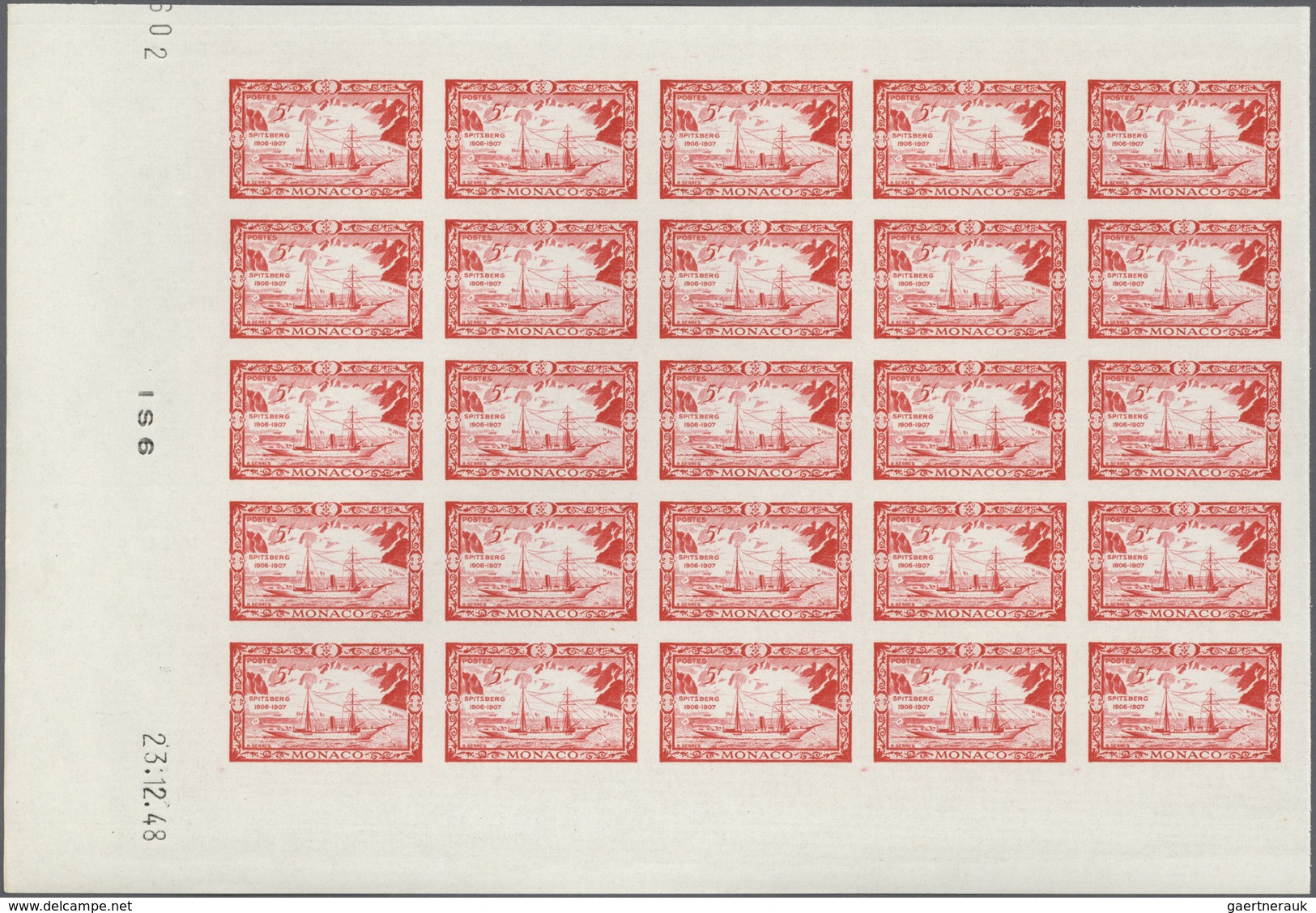 Monaco: 1949, 100th Birthday Of Prince Albert I. Complete Set Of Eight In IMPERFORATE Blocks Of 25 F - Gebraucht