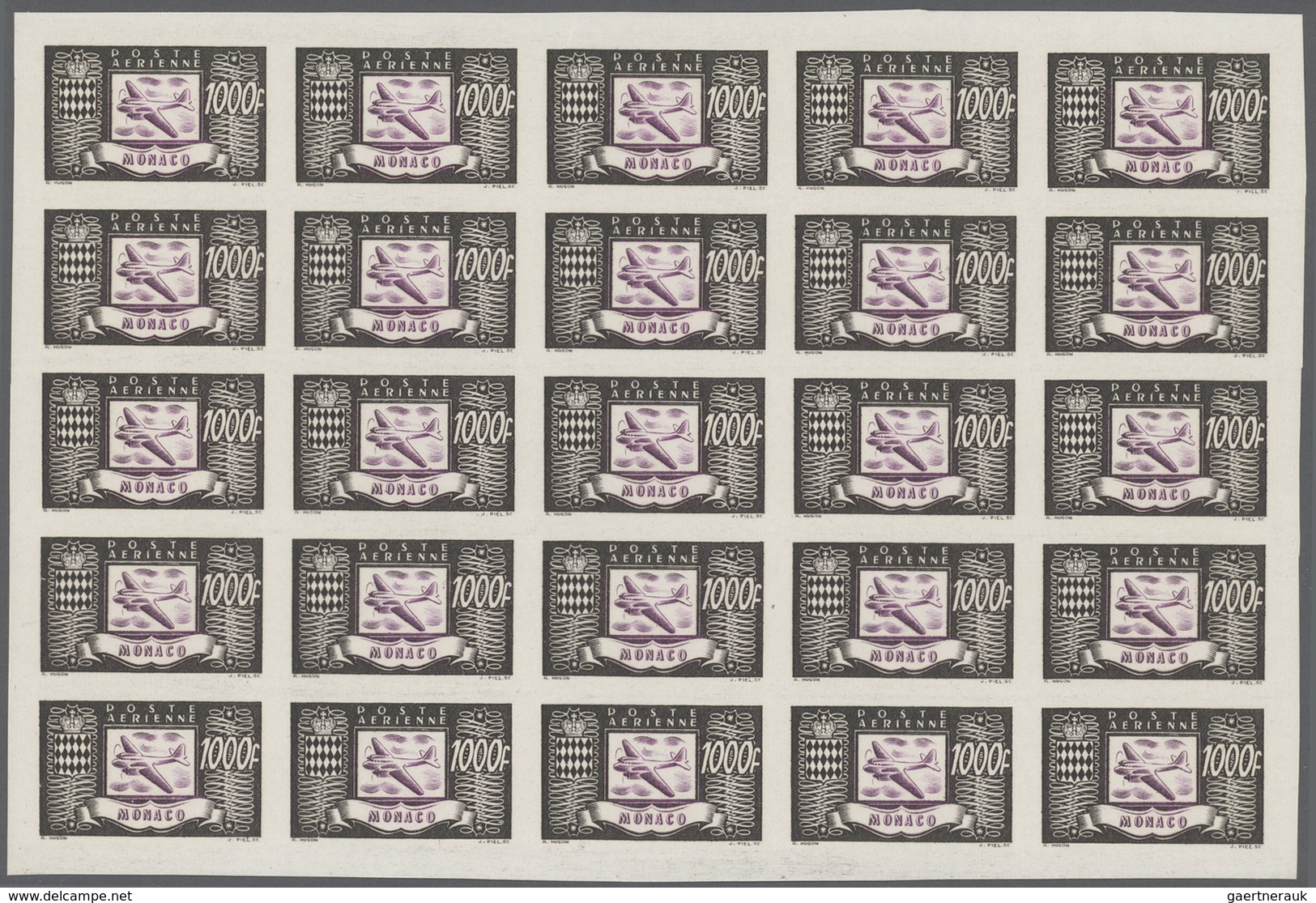 Monaco: 1949, Airmail Definitives (airplane) Complete Set Of Three With 300fr. Blue, 500fr. Greenish - Used Stamps