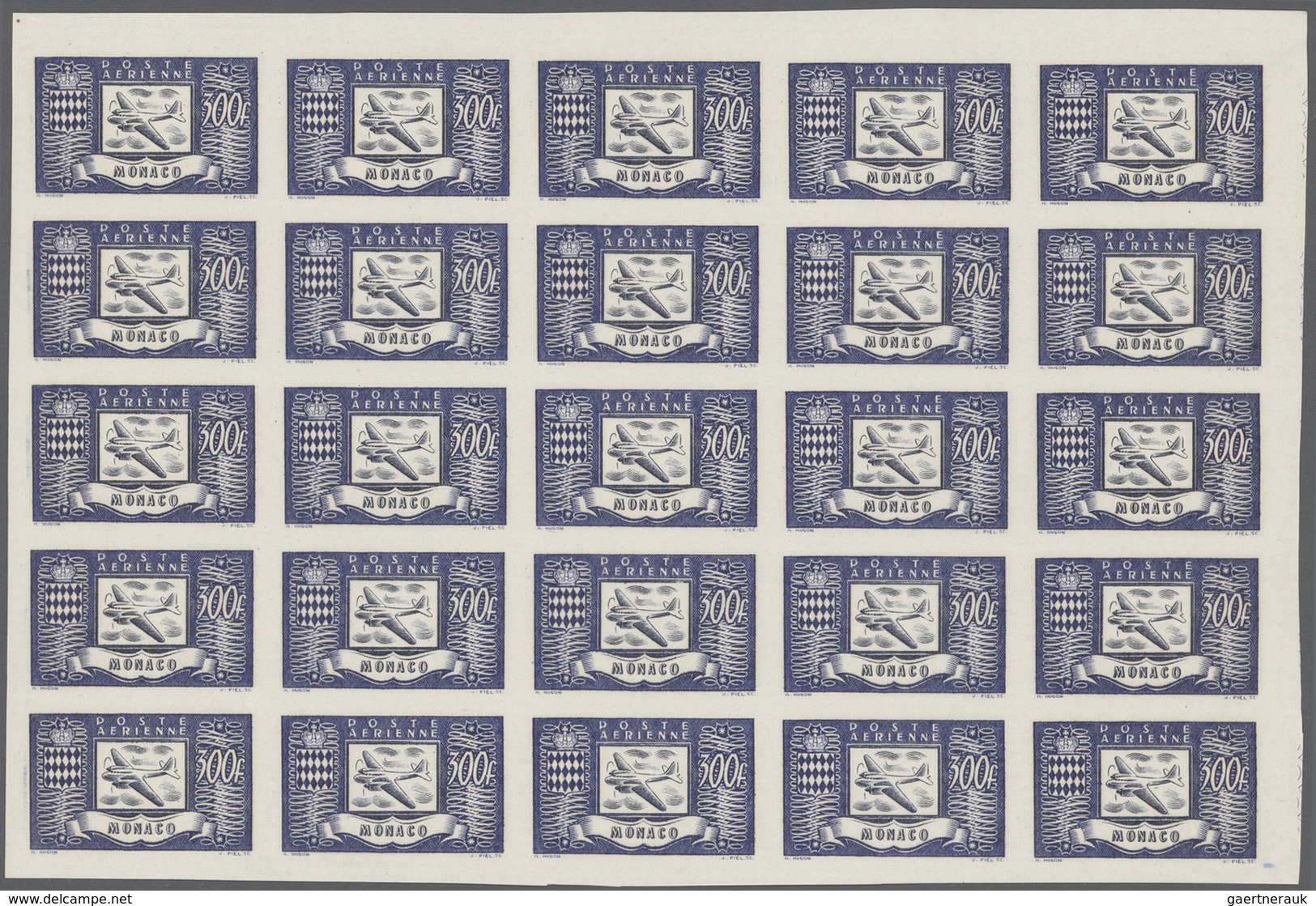 Monaco: 1949, Airmail Definitives (airplane) Complete Set Of Three With 300fr. Blue, 500fr. Greenish - Oblitérés