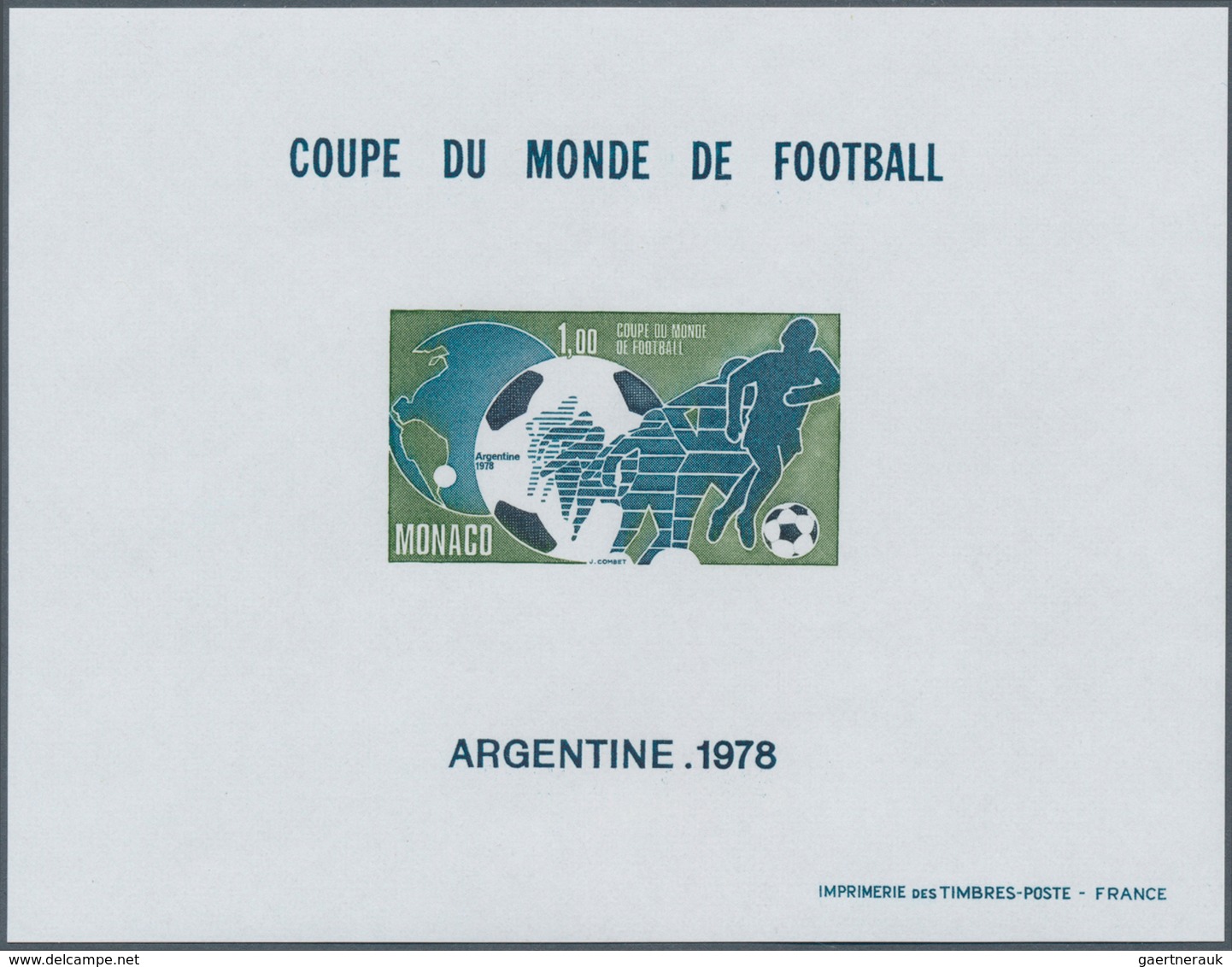 Monaco: 1978, Fussballweltmeisterschaft Argentinien 1,00 Fr Als Sonderdruck In Blockform Und Zusätzl - Used Stamps