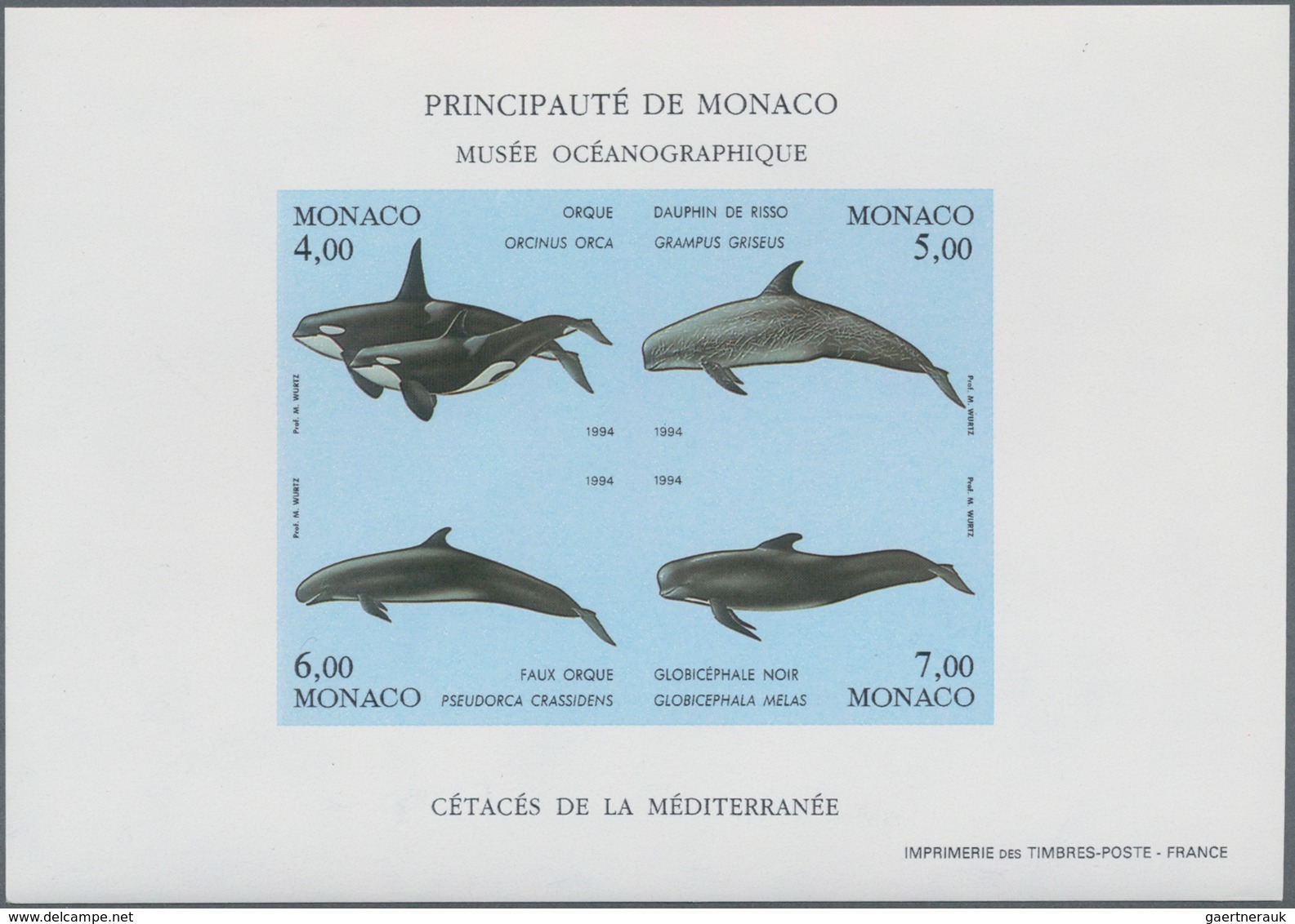 Monaco: 1992/1994, Whales And Dolphins Set Of Three Different IMPERFORATE Miniature Sheets, Mint Nev - Oblitérés