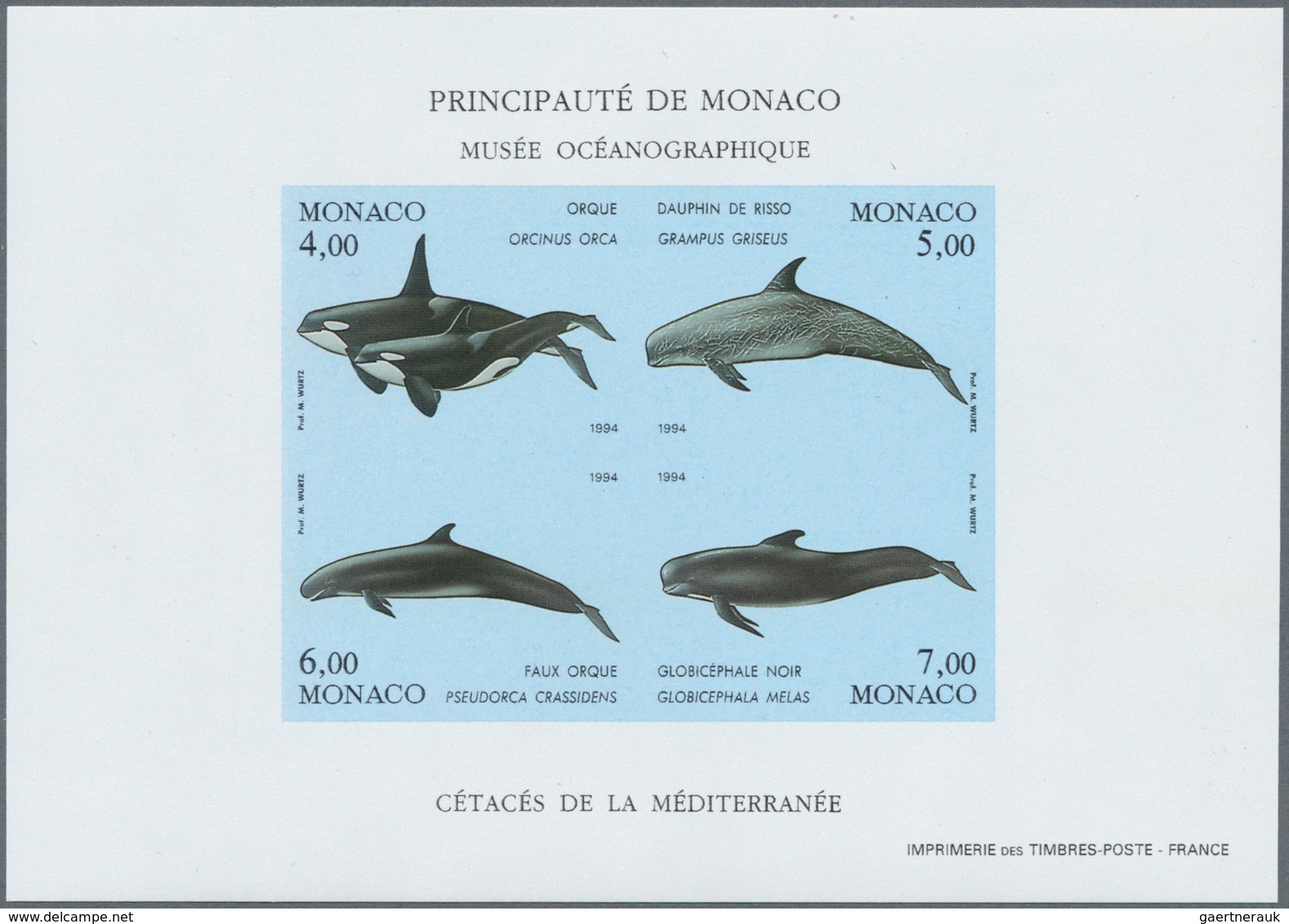 Monaco: 1992/1994, Whales And Dolphins Set Of Three Different IMPERFORATE Miniature Sheets, Mint Nev - Gebraucht