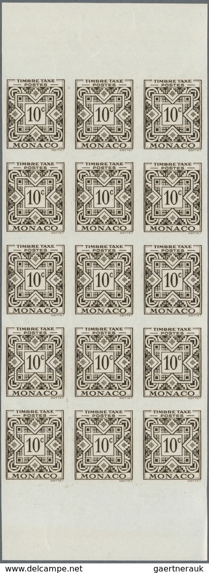 Monaco - Portomarken: 1946/1950, Postage Dues ‚ornaments‘ Complete Set Of 11 In IMPERFORATE Blocks O - Taxe