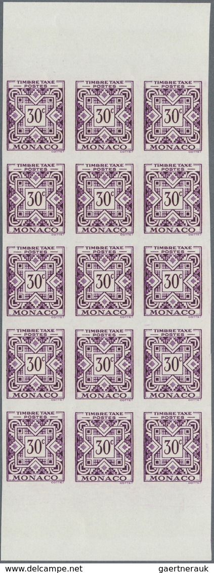 Monaco - Portomarken: 1946/1950, Postage Dues ‚ornaments‘ Complete Set Of 11 In IMPERFORATE Blocks O - Taxe