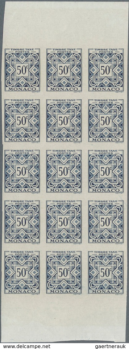 Monaco - Portomarken: 1946/1950, Postage Dues ‚ornaments‘ Complete Set Of 11 In IMPERFORATE Blocks O - Taxe