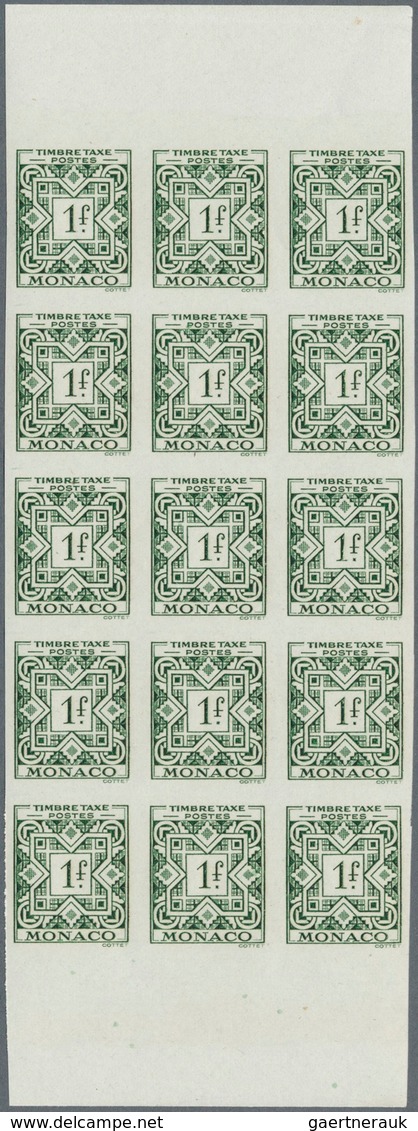 Monaco - Portomarken: 1946/1950, Postage Dues ‚ornaments‘ Complete Set Of 11 In IMPERFORATE Blocks O - Taxe