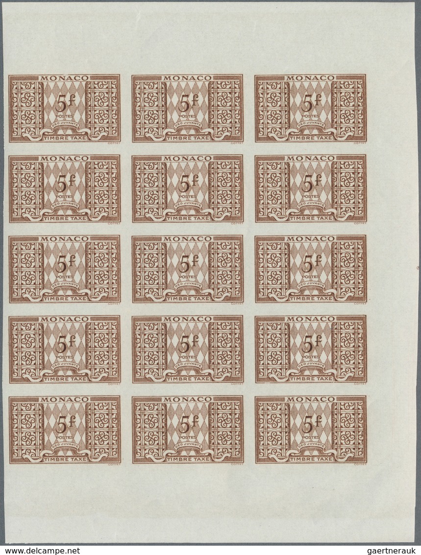 Monaco - Portomarken: 1946/1950, Postage dues ‚ornaments‘ complete set of 11 in IMPERFORATE blocks o