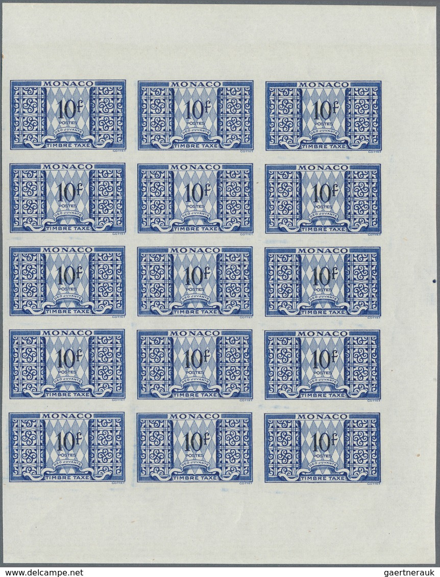 Monaco - Portomarken: 1946/1950, Postage dues ‚ornaments‘ complete set of 11 in IMPERFORATE blocks o