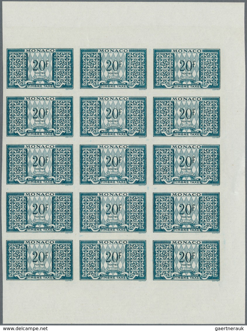 Monaco - Portomarken: 1946/1950, Postage dues ‚ornaments‘ complete set of 11 in IMPERFORATE blocks o