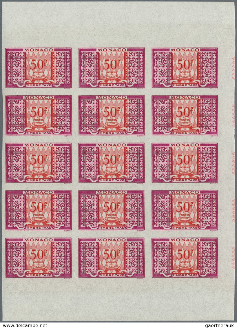 Monaco - Portomarken: 1946/1950, Postage dues ‚ornaments‘ complete set of 11 in IMPERFORATE blocks o