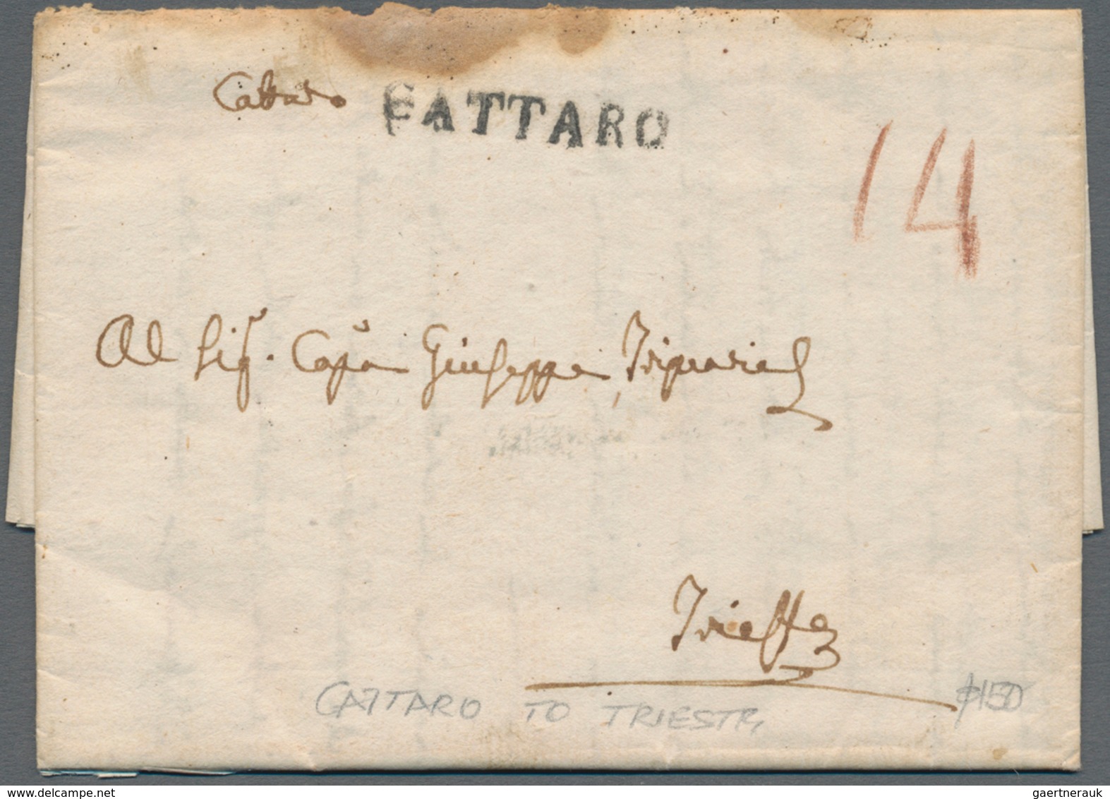 Montenegro: 1821. Entire Letter Written In DOBROTA, Part Of CATTARO, Tripkovich Correspondence, Hand - Montenegro