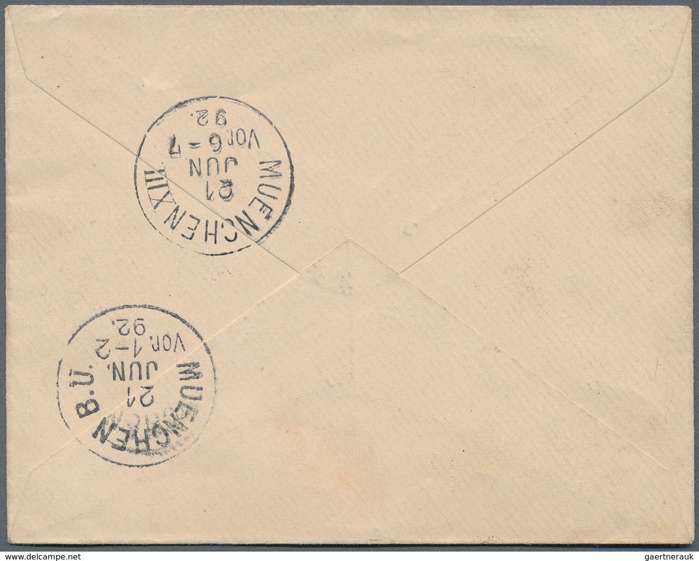 Montenegro: 1892, Envelope To Germany Franked With Second Printing 2n And 3n With Third Printing 7n - Montenegro