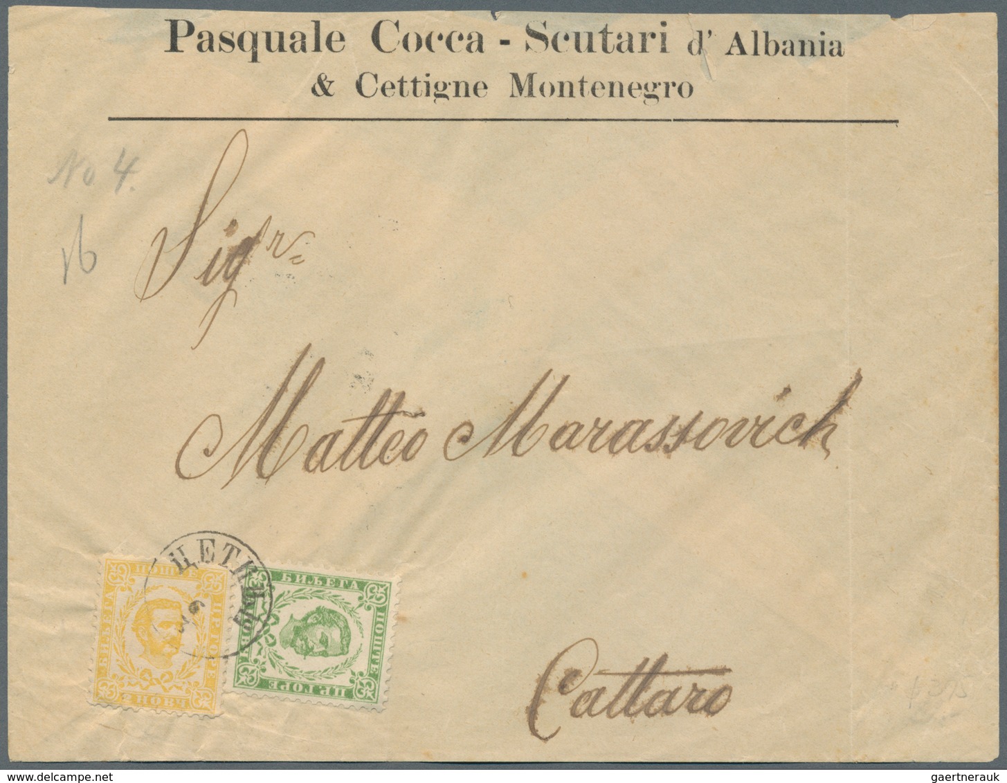Montenegro: 1896, Commercial Envelope Franked With 2n, Narrow Margins And 3n, Wide Margins, Both Thi - Montenegro