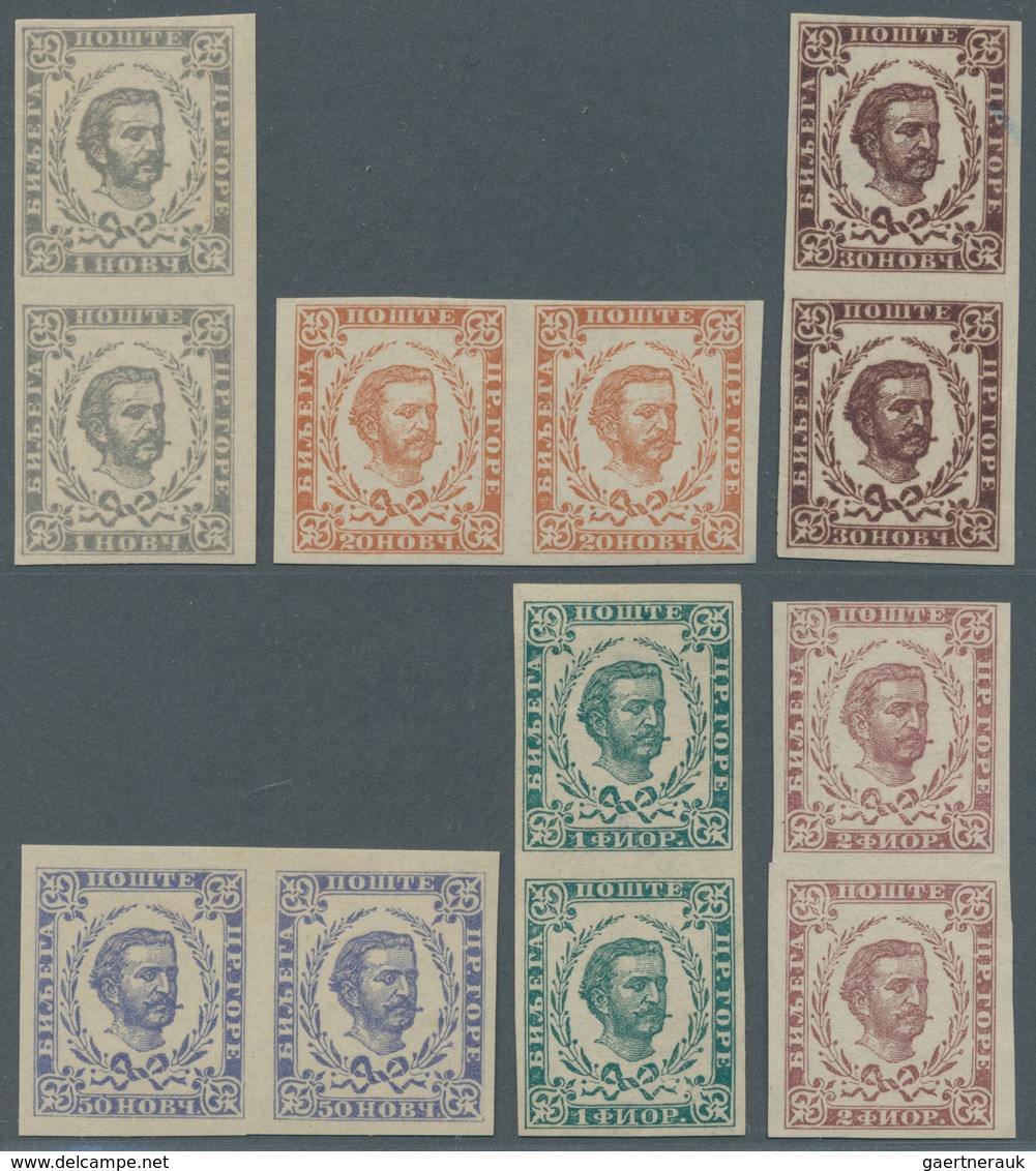 Montenegro: 1898 (1 May). Prince Nicholas. New Values. 1n Grey-blue, 20n Orange-brown, 30n Brown-pur - Montenegro