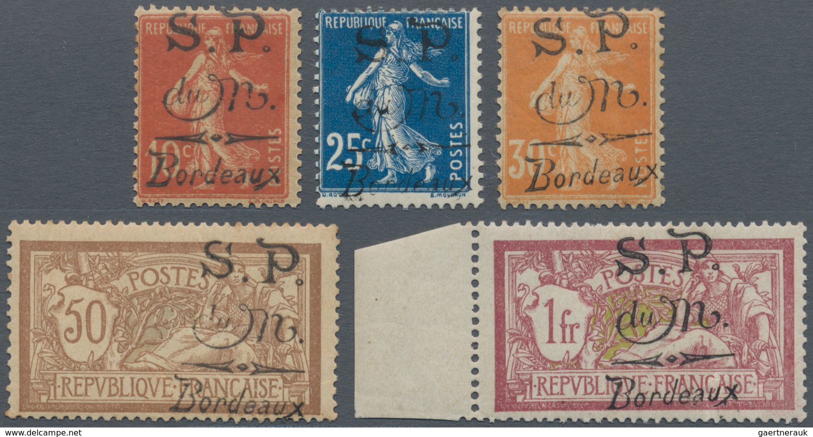 Montenegro: 1916, "S.P. Du M. Bordeaux" Overprints, Overprints On France Used As Officials For Gover - Montenegro