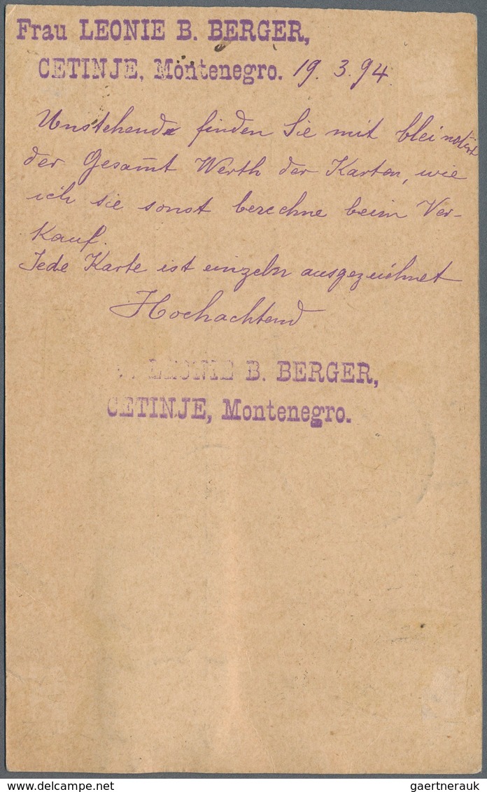 Montenegro - Ganzsachen: 1891, U. P. U. Stationery Card 2n Yellow, Uprated For Registration To BAVAR - Montenegro