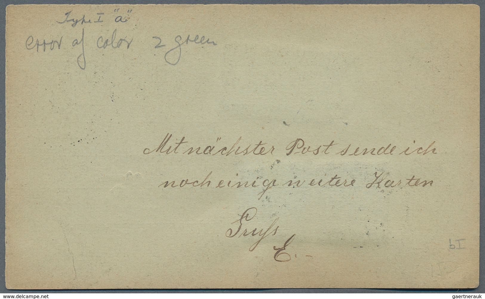 Montenegro - Ganzsachen: 1892. 2n Green/green PROOF For The 1892 Prince Nicholas Stationery Card (is - Montenegro