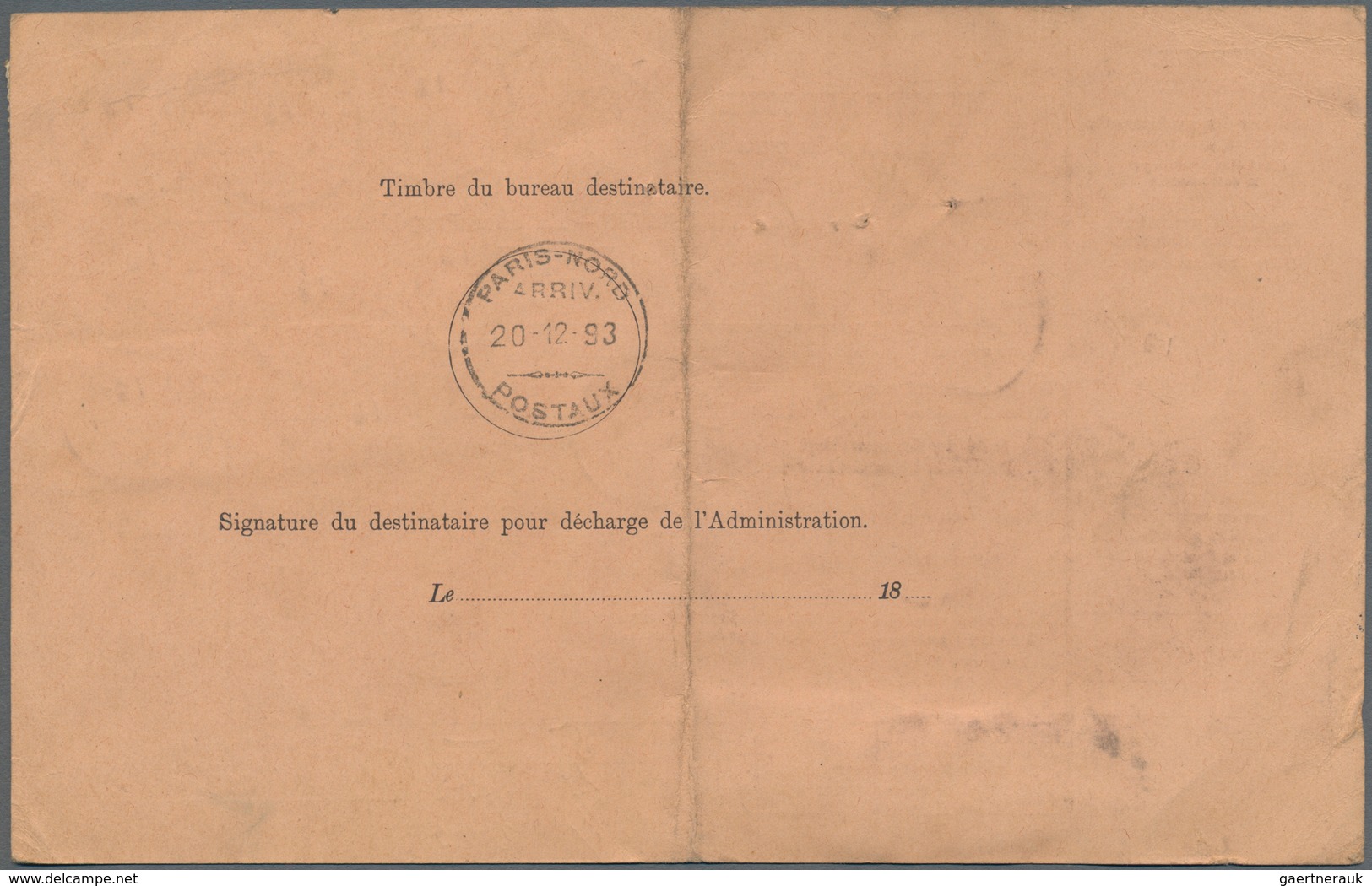 Niederlande: 1893 Parcel Card + Coupon For Three Packets From Haarlem To Ussy, Calvados, France Via - Autres & Non Classés