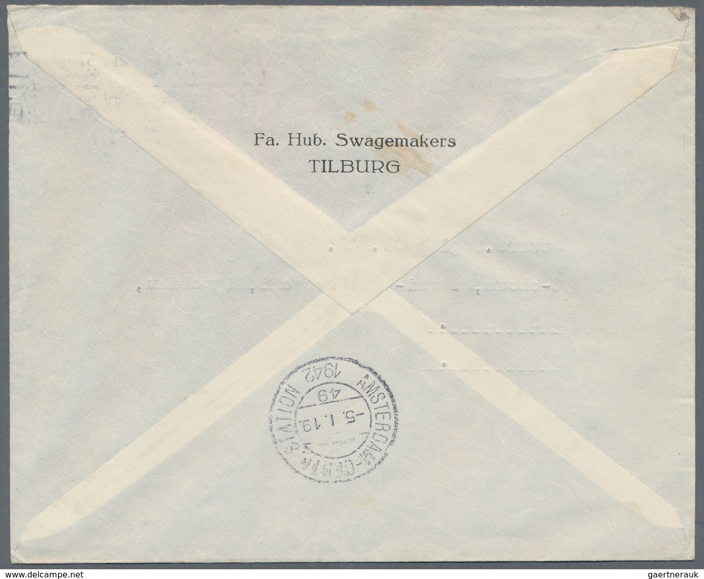 Niederlande: 1941. Envelope Addressed To Osaka, Japan, Bearing Yvert 373, 12½ C. Ultramarine Tied By - Autres & Non Classés