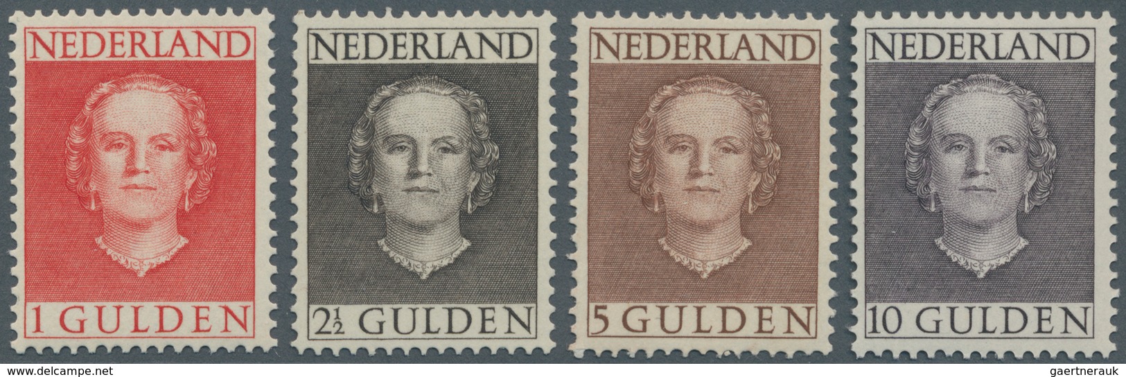 Niederlande: 1949, 1 - 10 G Queen Juliana Complete, Mint Never Hinged Mi 1.000.- - Autres & Non Classés