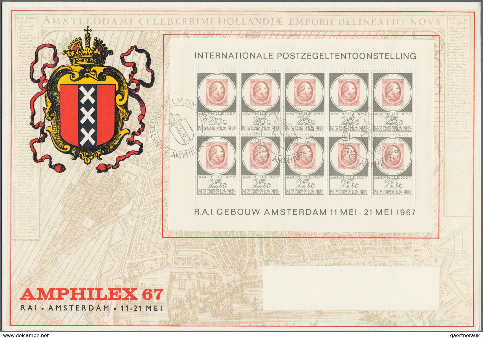 Niederlande: 1967, AMPHILEX 67, Cpl. Set Of Three Miniature Sheets On Special Illustrated Covers Wit - Autres & Non Classés