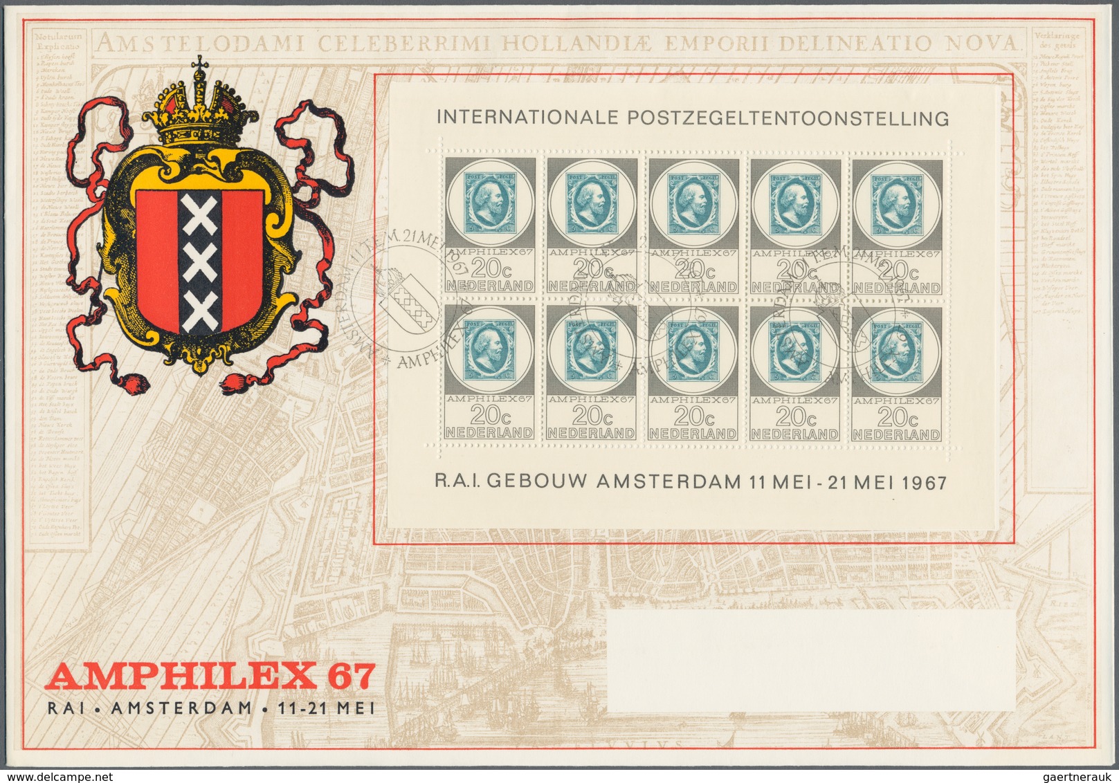 Niederlande: 1967, AMPHILEX 67, Cpl. Set Of Three Miniature Sheets On Special Illustrated Covers Wit - Autres & Non Classés