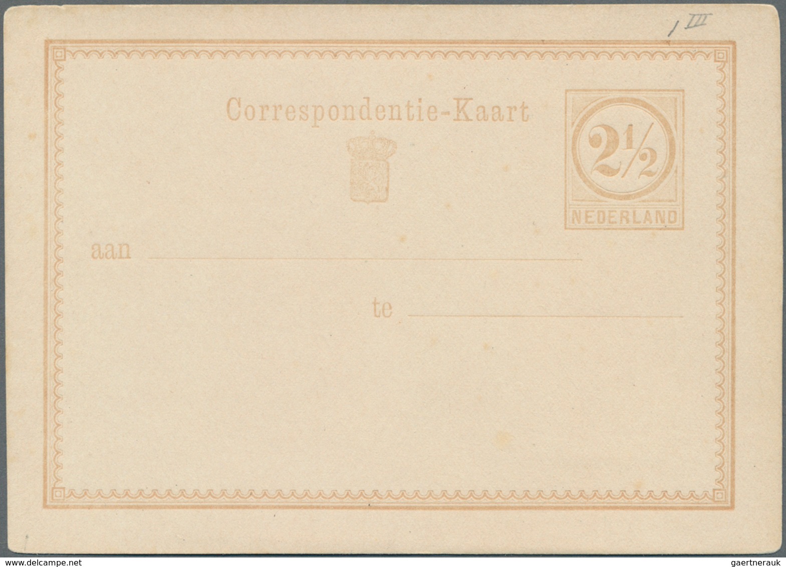 Niederlande - Ganzsachen: 1870, five proofs for a 2 1/2 stationery card. Seldomly seen.