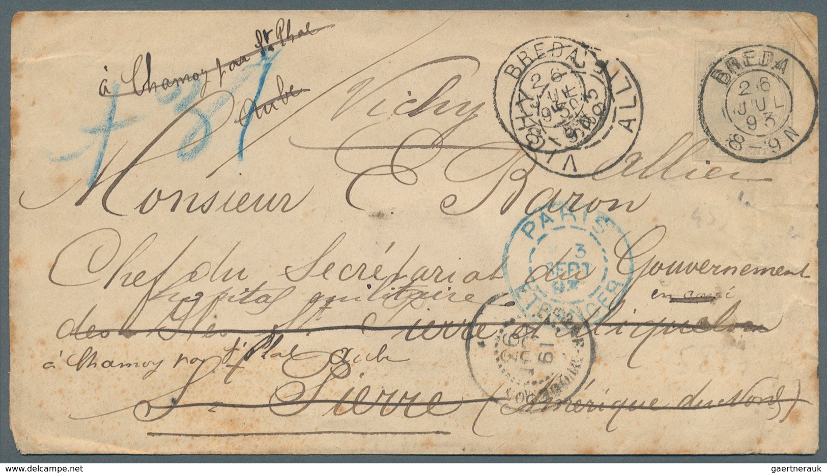 Niederlande - Ganzsachen: 1893. Sealed Postal Stationery Envelope 12½c Grey Cancelled By Breda Doubl - Entiers Postaux