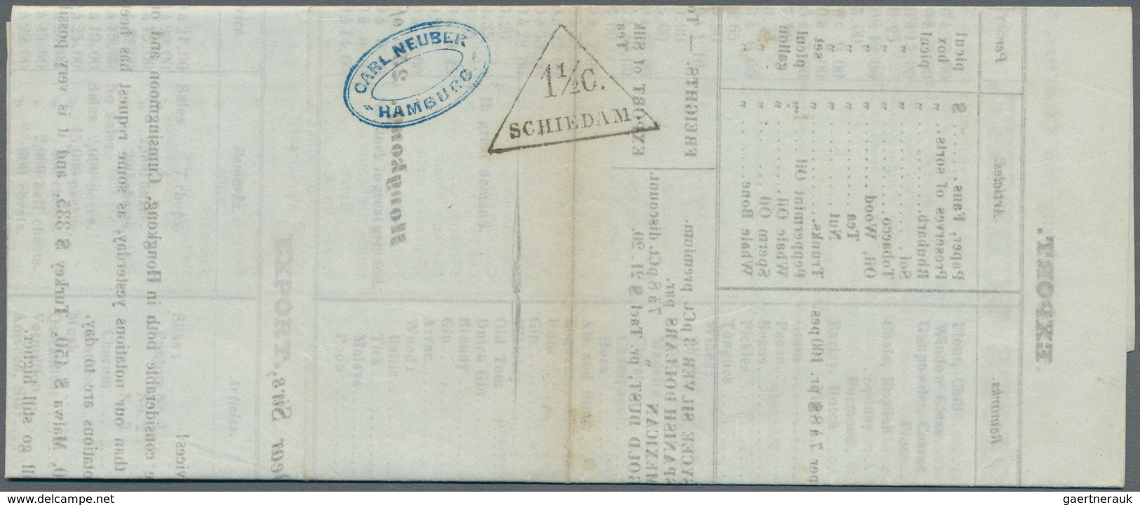 Niederlande - Stempel: 1853, "1½C. SCHIEDAM", Triangular Mark On Price Current (commodities/raw Mate - Marcophilie