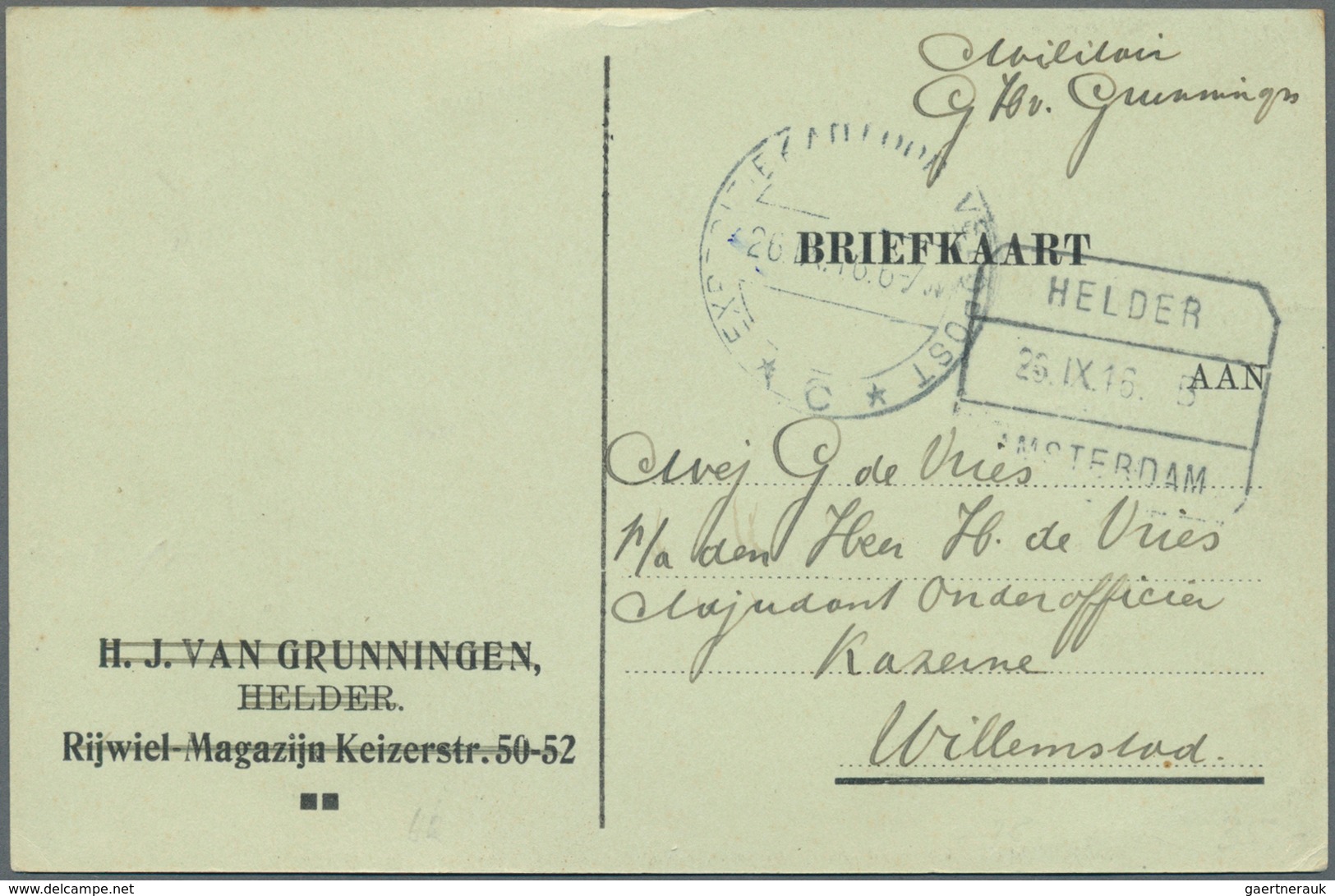 Niederlande - Besonderheiten: 1915/1916, NETHERLANDS:three Postcards With Different Military Postmar - Sonstige & Ohne Zuordnung