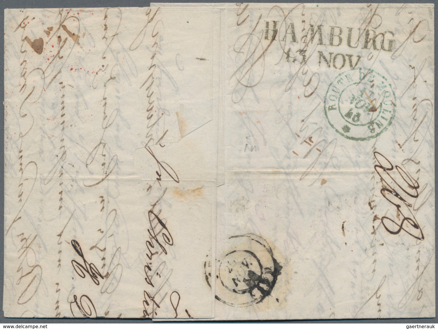 Norwegen: 1846 Letter With Red K 1 From Christiania Via Strömstad, The Mill Route (Route De Moulins) - Briefe U. Dokumente