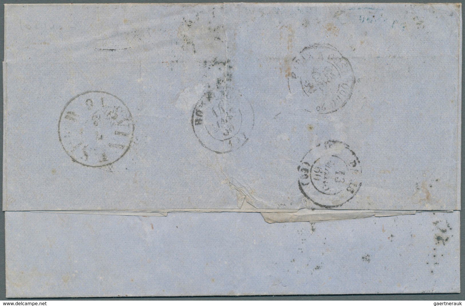 Norwegen: 1860. Envelope (horizontal And Vertical Fold, Traces Of Ageing) Addressed To France Bearin - Briefe U. Dokumente