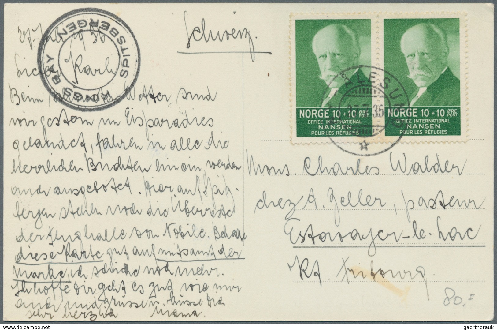 Norwegen: 1928/65 Sechs Karten Mit Motiven Spitzbergen, Dabei Schweizer Expeditionskarte Mit Untersc - Briefe U. Dokumente