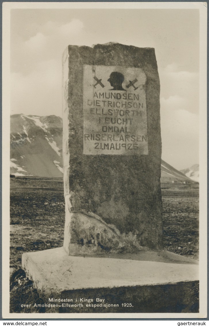 Norwegen: 1928/65 Sechs Karten Mit Motiven Spitzbergen, Dabei Schweizer Expeditionskarte Mit Untersc - Briefe U. Dokumente