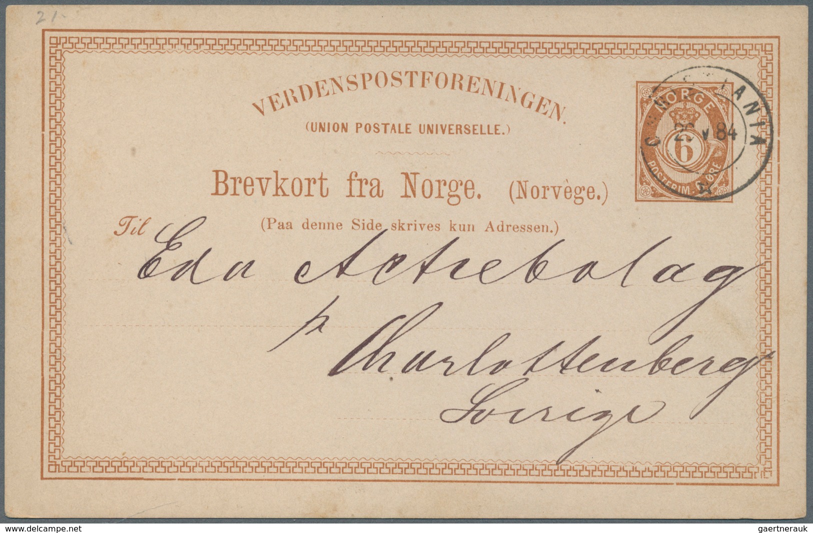 Norwegen - Ganzsachen: 1882/1891, Four Postal Stationery Postcards 5 Öre Gray And 6 Öre Brown To Den - Entiers Postaux