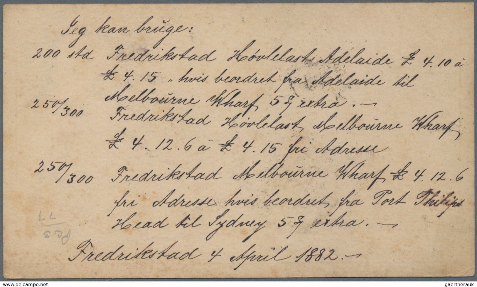 Norwegen - Ganzsachen: 1882/1891, four postal stationery postcards 5 Öre gray and 6 Öre brown to Den