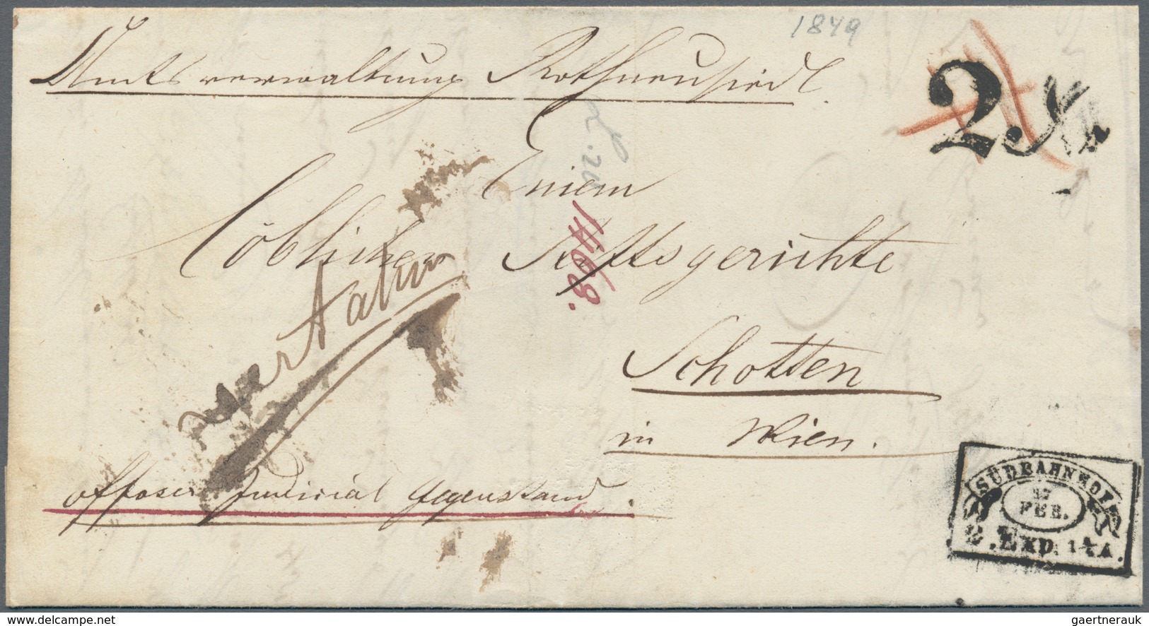 Österreich - Vorphilatelie: 1849, Wiener Stadtpost, Kompletter Faltbrief Von Der Amtsverwaltung Roth - ...-1850 Prephilately